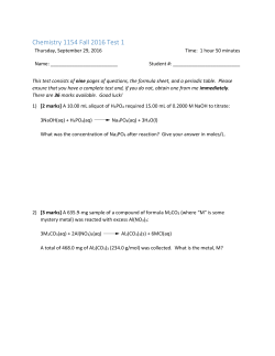 Chemistry 1154 Fall 2016 Test 1