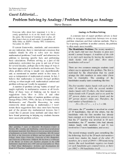 Guest Editorial… Problem Solving by Analogy
