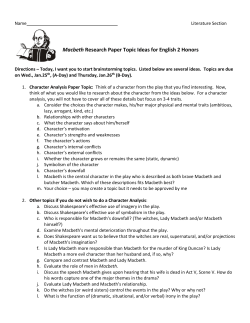 Macbeth Research Paper Topic Ideas for English 2 Honors