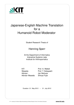 Japanese English Machine Translation for a Humanoid Robot