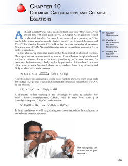 Chemical Calculations and Chemical Equations
