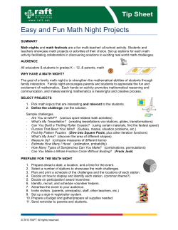RAFT &ndash; Easy and Fun Math Night Projects