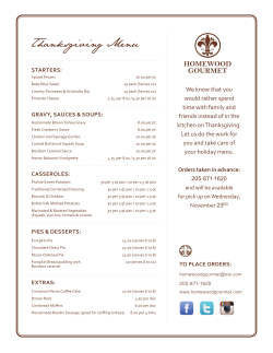 hanksgiving Menu - Homewood Gourmet