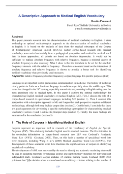 A Descriptive Approach to Medical English Vocabulary