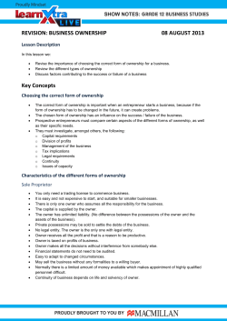 REVISION: BUSINESS OWNERSHIP 08 AUGUST 2013 Key Concepts