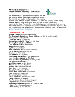 All Saints Catholic School Recommended Books by Lexile Level