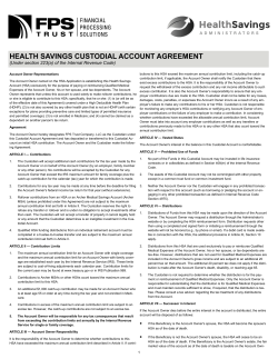 HEALTH SAVINGS CUSTODIAL ACCOUNT AGREEMENT