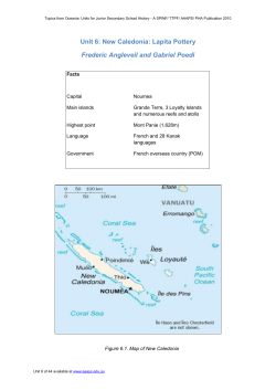 Unit 6: New Caledonia: Lapita Pottery Frederic Angleveil and