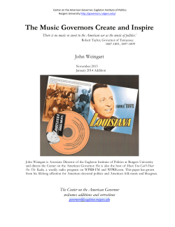 Music of the Governors - Center on the American Governor