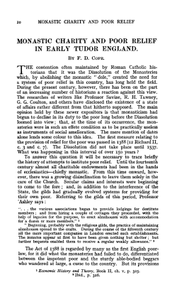 Monastic Charity and Poor Relief in Early Tudor England