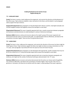 Grading Standards for Out-of-Class Essays English