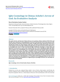 Igbo Cosmology in Chinua Achebe`s Arrow of God