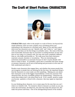 The Craft of Short Fiction: CHARACTER