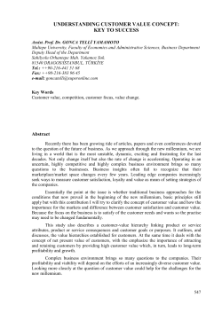 UNDERSTANDING CUSTOMER VALUE CONCEPT: KEY TO