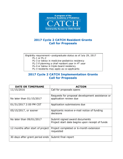 2017 Cycle 2 CATCH Resident Grants Call for Proposals 2017