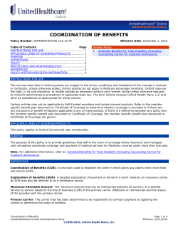 Coordination of Benefits