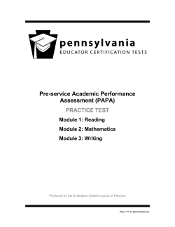 Pre-service academic performance assessment (PAPA) practice test