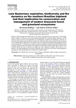 Late Quaternary vegetation, biodiversity and fire dynamics on the