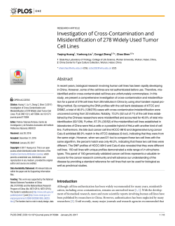 Investigation of Cross-Contamination and Misidentification of 278