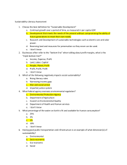 Sustainability Literacy Assessment 1. Choose the best definition for