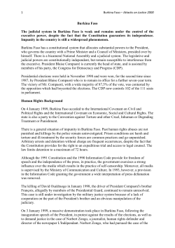 Burkina Faso The judicial system in Burkina Faso is weak and