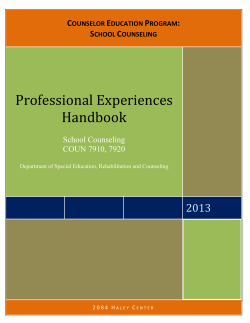 Counselor Education Professional Experiences Handbook