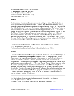 Shakespeare`s Rosicrucian Revelations in the