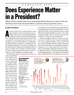 does experience Matter in a president?