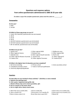 Questions and response options from online