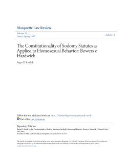 The Constitutionality of Sodomy Statutes as Applied to Homosexual