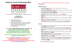 Bobby G`s Food and Beverage Menu