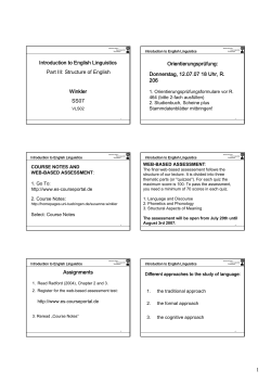 Introduction to English Linguistics Part III: Structure of English
