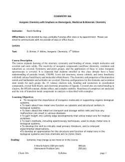 CHEM 36600 - Inorganic Chemistry