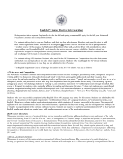 English IV Senior Elective Selection Sheet