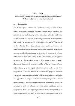 CHAPTER – 6 Iodine-Iodide Equilibrium