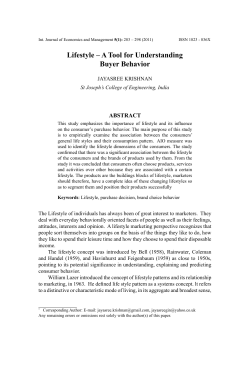 Lifestyle &ndash; A Tool for Understanding Buyer Behavior