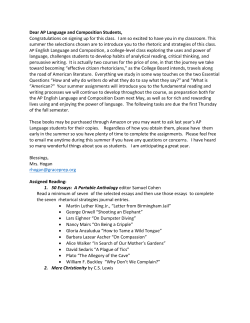 11th Grade AP Language and Composition Summer