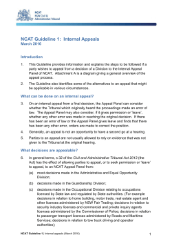 NCAT Guideline 1 - Internal Appeals