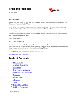 Pride and Prejudice Table of Contents