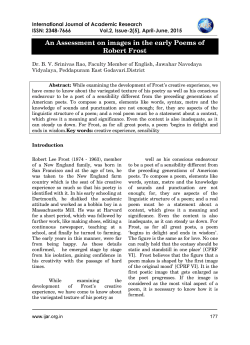 An Assessment on images in the early Poems of Robert Frost