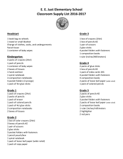 E. E. Just Elementary School Classroom Supply List 2016-2017