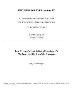 Lisa Tetzner`s Translation of CS Lewis`s The Lion, the Witch and the