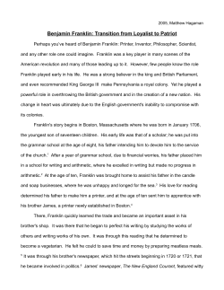Benjamin Franklin: Transition from Loyalist to Patriot