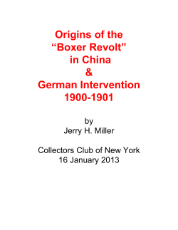 Origins of the &ldquo;Boxer Revolt&rdquo;