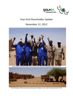 Letter to Shareholders Nov 2012 FINAL FOR DISTRIBUTION