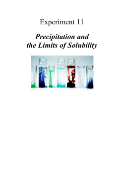 E11: Precipitation and the Limits of Solubility