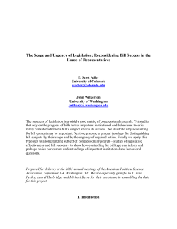 The Scope and Urgency of Legislation