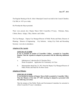 July 25 , 2011 The Regular Meeting of the St. John`s