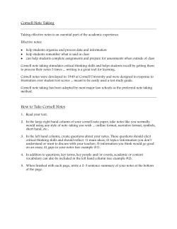 Cornell Note Taking How to Take Cornell Notes