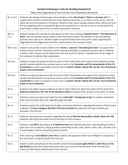 Sample Performance Tasks for Reading Standard #1 Taken from
